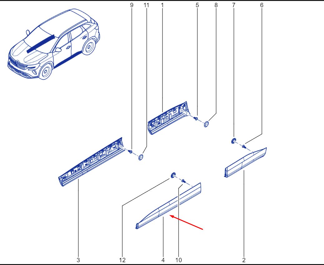 Austral Sol Ön Kapı Bandı Çıtası 2022-> 808212471R -Renault Mais