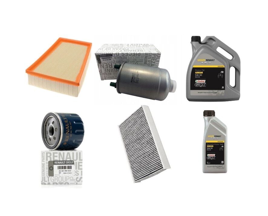 Megane 3-III Fluence Yağ Bakım Seti 1.5 Dci K9K (2008-2016)(Motor Yağı+Yağ+Hava+Polen+ Mazot Filtre)