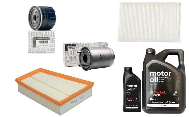 Megane 3-III Fluence Yağ Bakım Seti 1.5 Dci K9K(2008-2016) (Motor Yağı+Yağ+Hava+ Polen+Mazot Filtre)