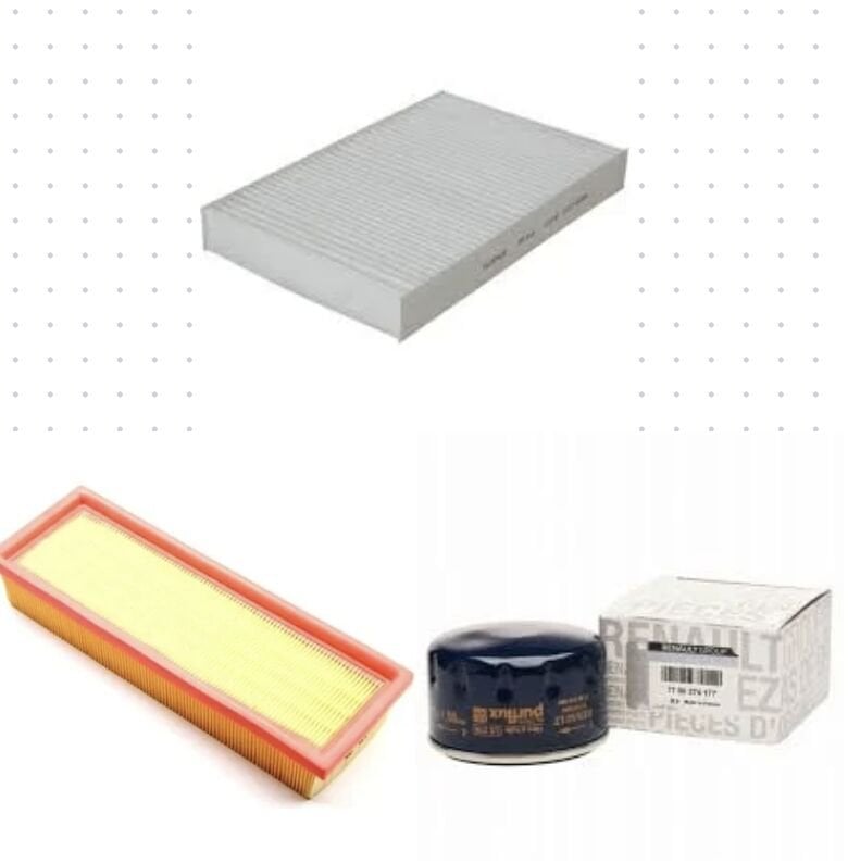 Clio 2-II Hatcback Filtre Bakım Seti 1.6 8V K7m (1998-2002) (Yağ+Hava+ Polen Filtre)