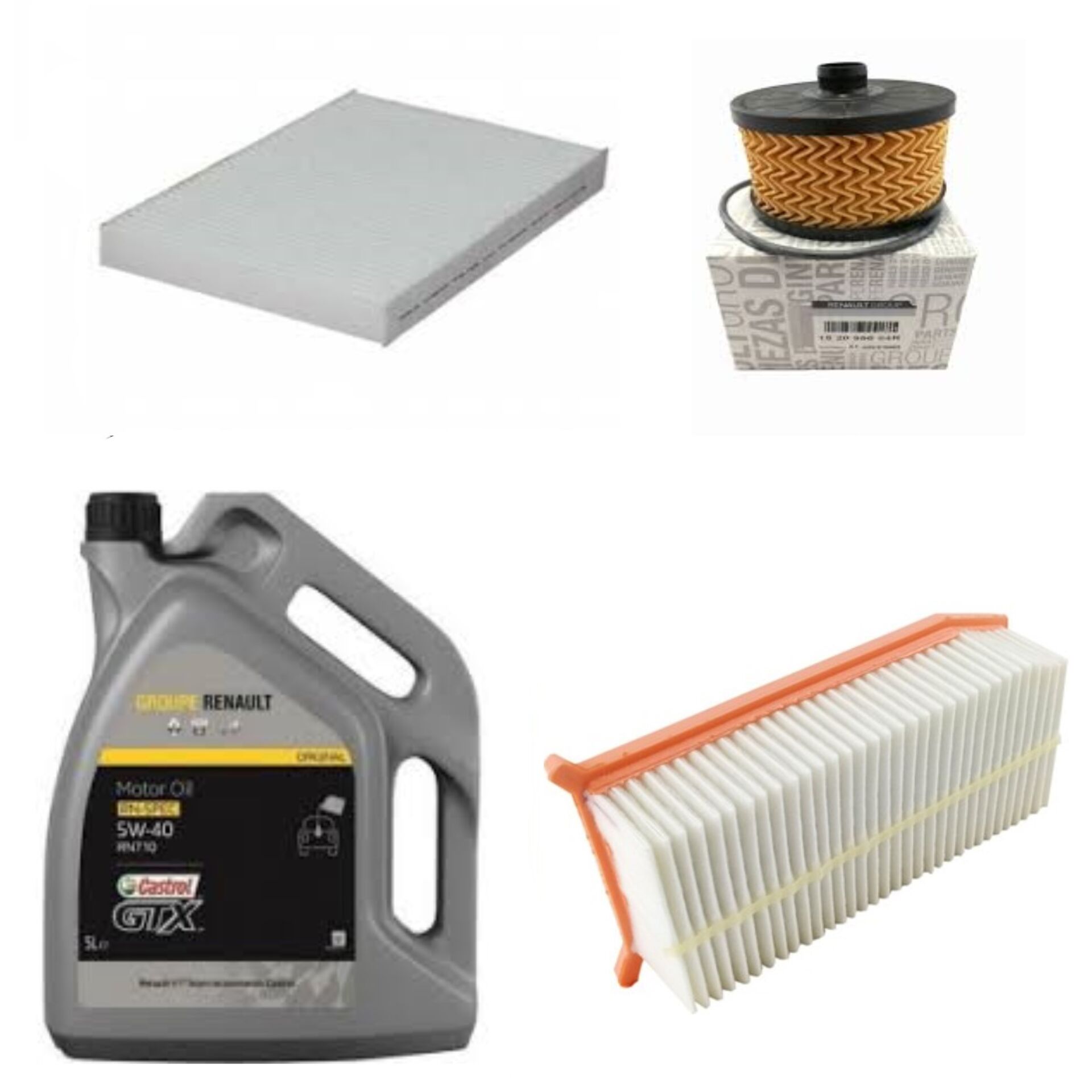 Clio 4-IV Captur 1-I Yağ Bakım Seti 0.9 Tce H4B-1.2 Tce H5F(13-20)Motor Yağı+Yağ+Hava+Polen Filtre