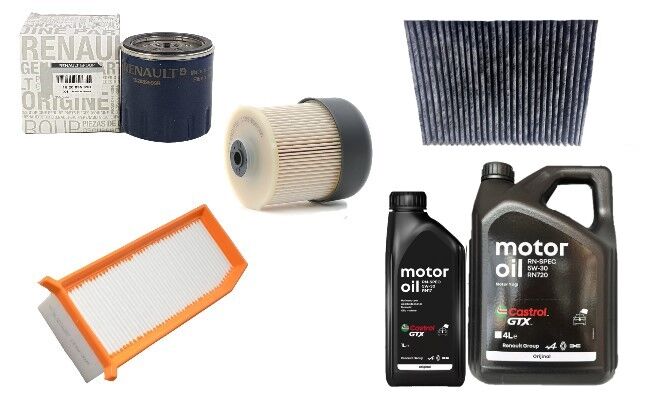 Duster 1-I Yağ Bakım Seti 1.5 Dci K9K (2013-2017)(Motor Yağı+Yağ+Hava+Polen+Mazot Filtre)