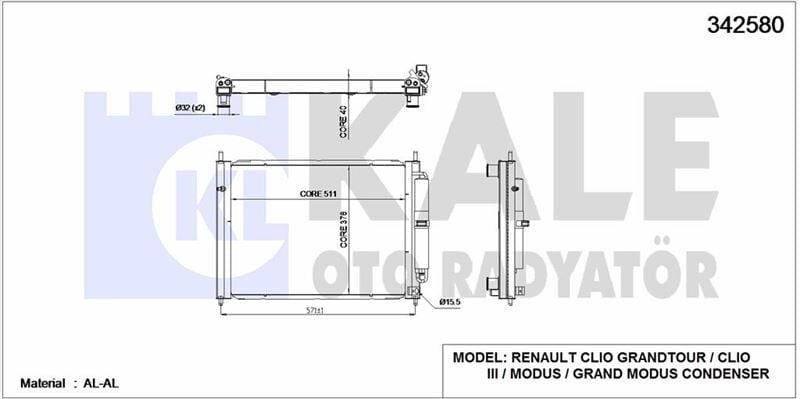 Clio 3-III Motor Su Radyatörü (Klimasız) 1.5 Dci K9K (2004-2012) 8200138788 -Kale
