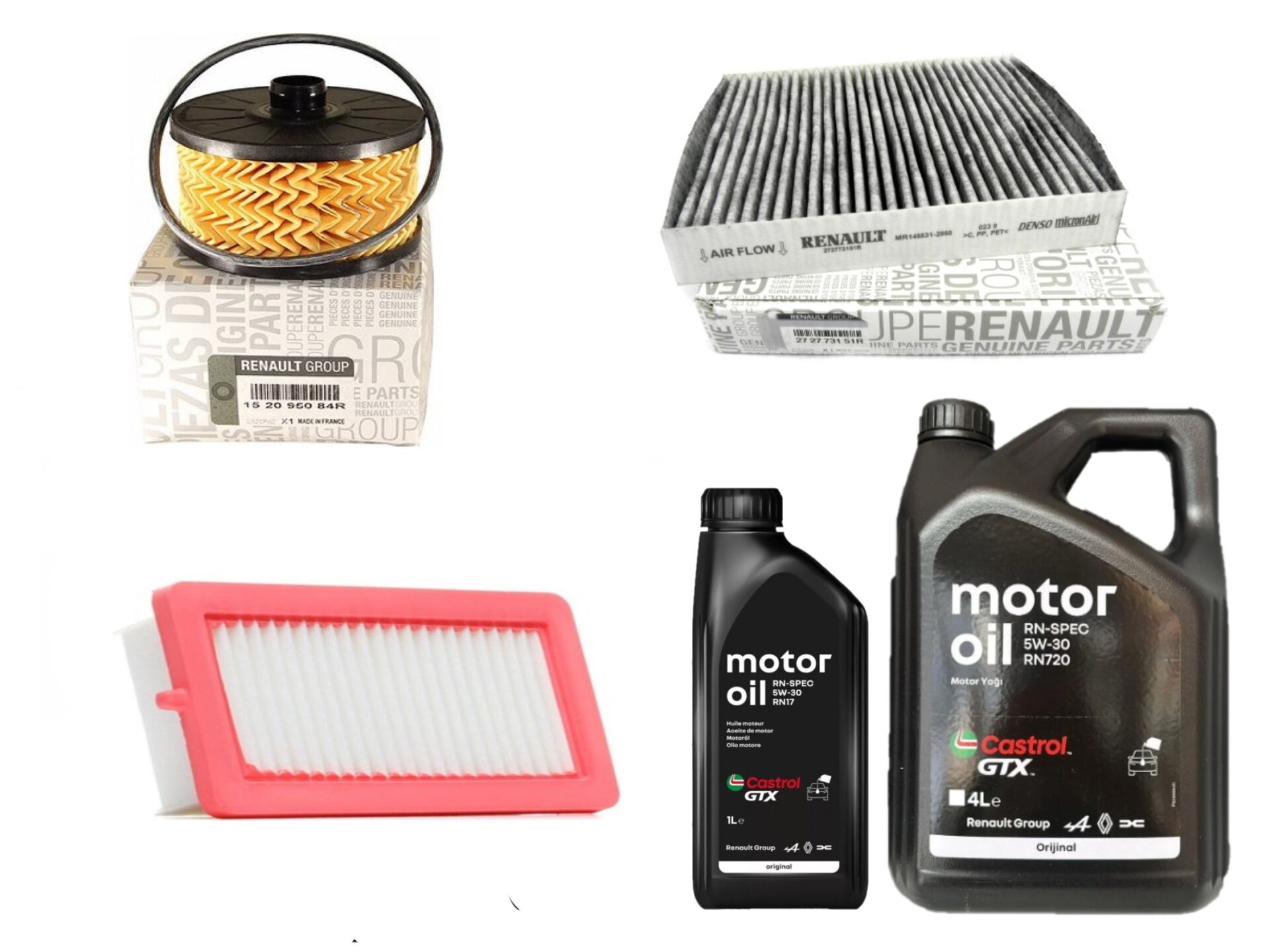 Clio 5-V Captur 2-II Yağ Bakım Seti 1.3 Tce H5H 2020-> (Motor Yağı+Yağ+Hava+Polen Filtre )