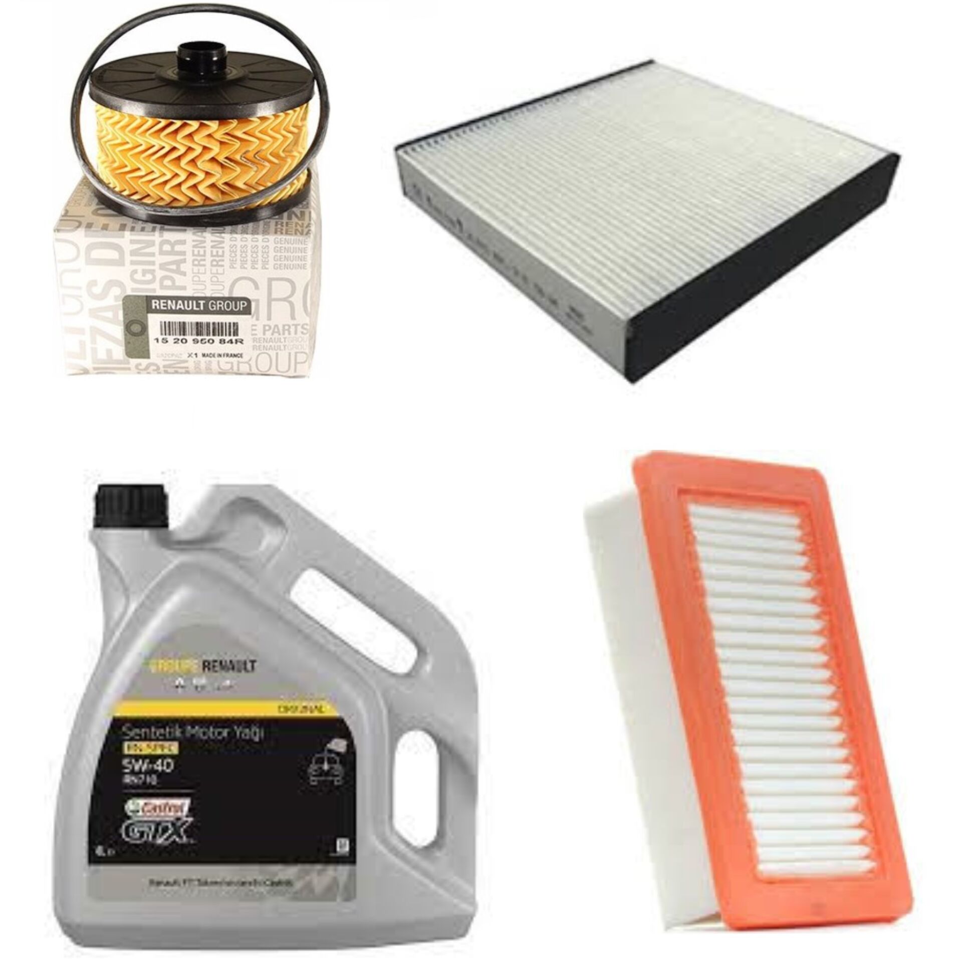 Clio 5-V Captur 2-II Yağ Bakım Seti 1.0 Tce H4D 2020-> (Motor Yağı+Yağ+Hava+Polen Filtre )