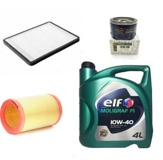 Megane 1-I Yağ Bakım Seti 1.6 8V K7M (1995-2001) (Motor Yağı+Yağ+Hava+Polen Filtre)