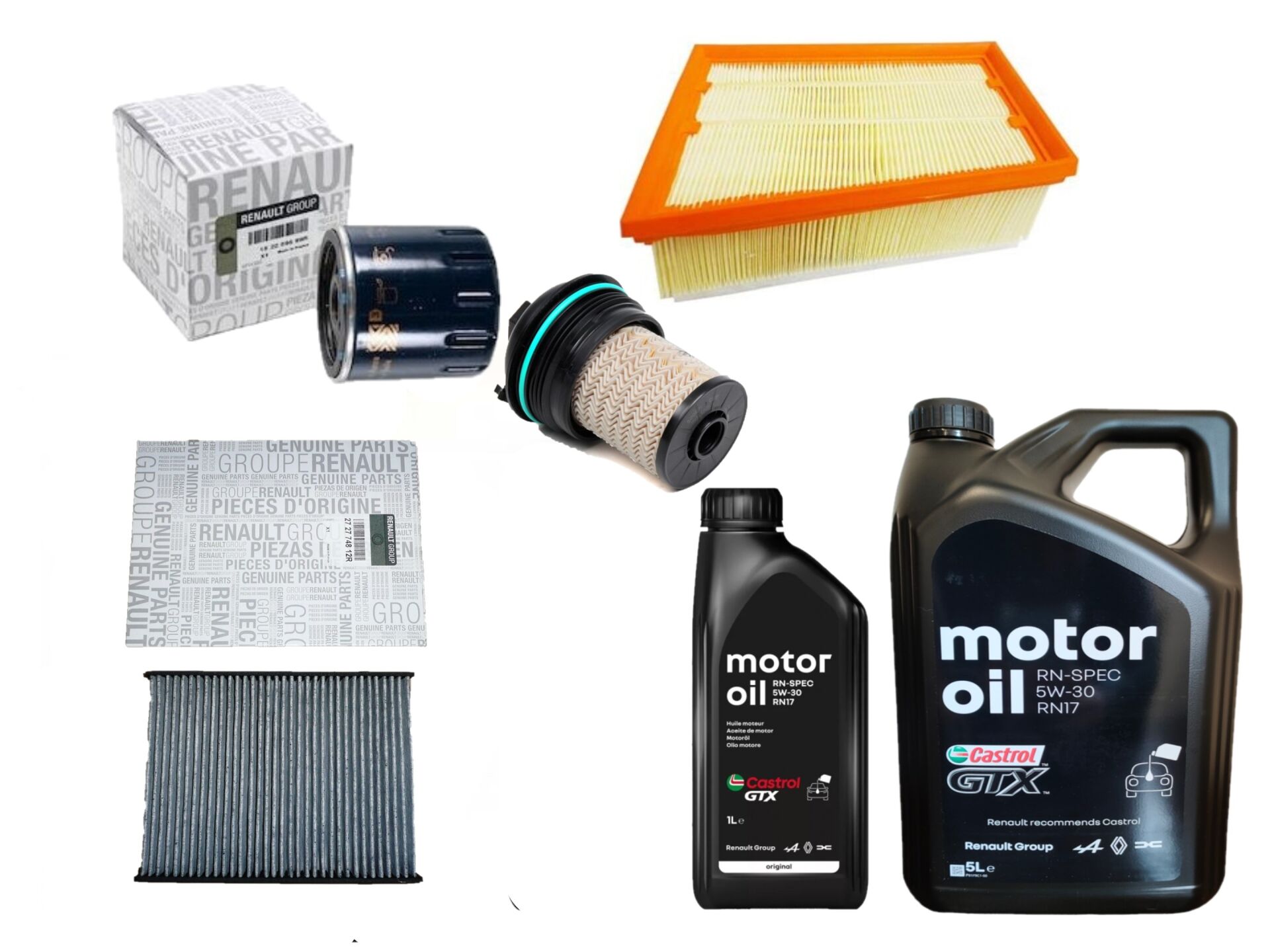 Megane 4-IV Talisman Yağ Bakım Seti 1.5 Dci K9K 2016-> (Motor Yağı+Yağ+Hava+Polen+Mazot Filtre )