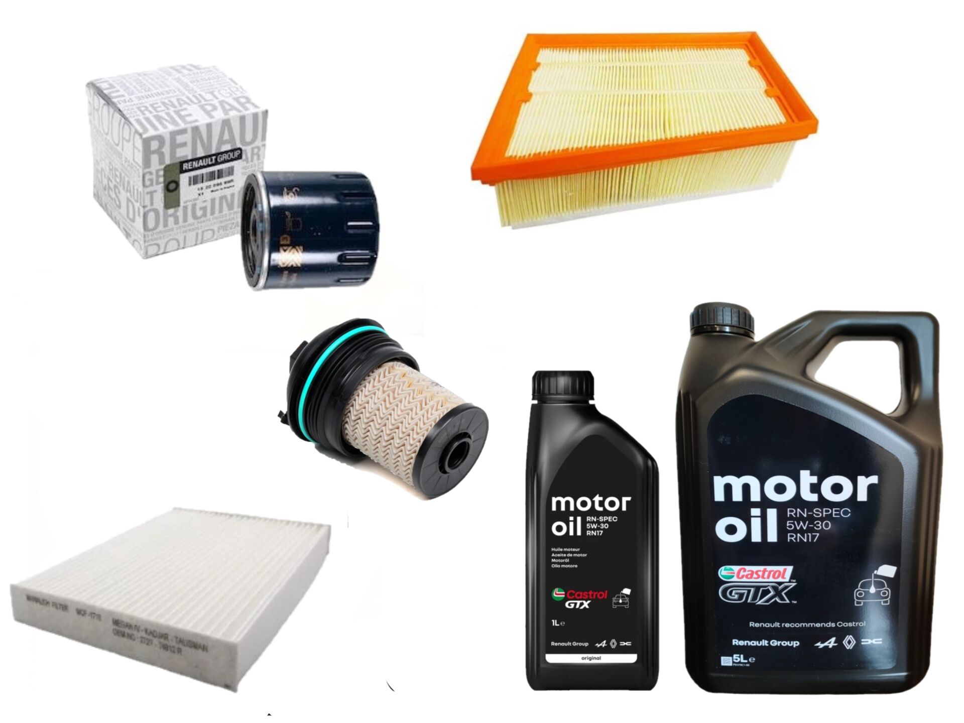 Megane 4-IV Talisman Yağ Bakım Seti 1.5 Dci K9K 2016-> (Motor Yağı+Yağ+Hava+Polen + Mazot Filtre )