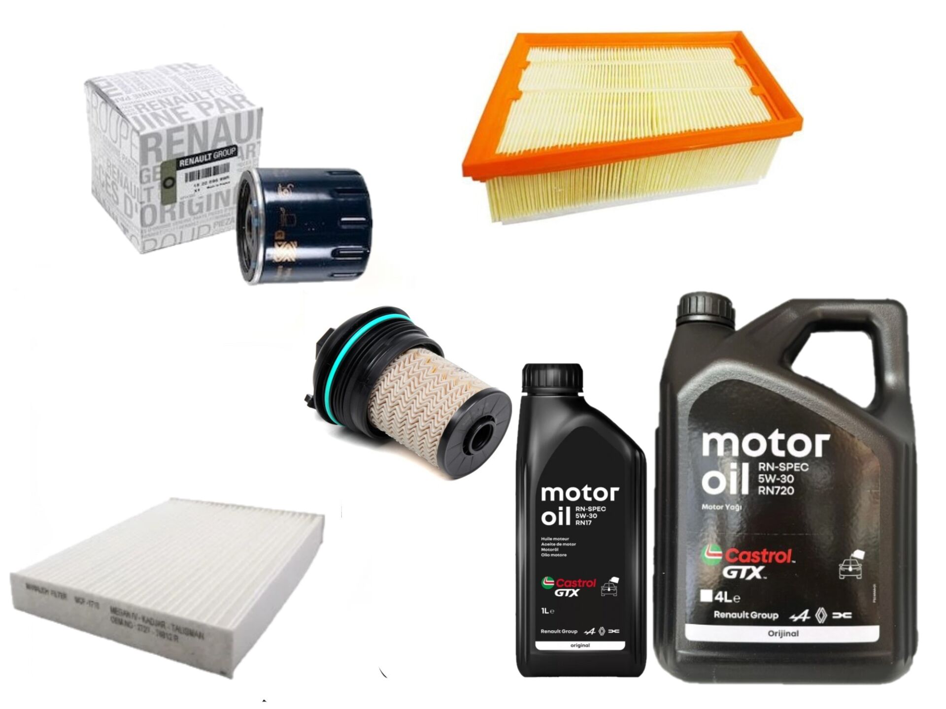 Megane 4-IV Talisman Yağ Bakım Seti 1.5 Dci K9K 2016-> (Motor Yağı+Yağ+Hava+Polen + Mazot Filtre )