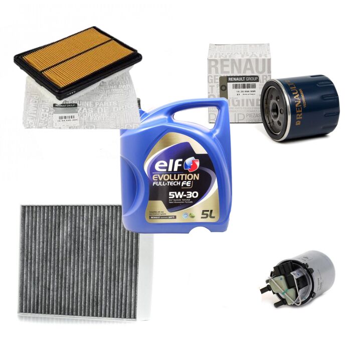 Kadjar Yağ Bakım Seti 1.5 Dci K9K (2013-2022) (Motor Yağı+Yağ+Hava+Polen+ Mazot Filtre)