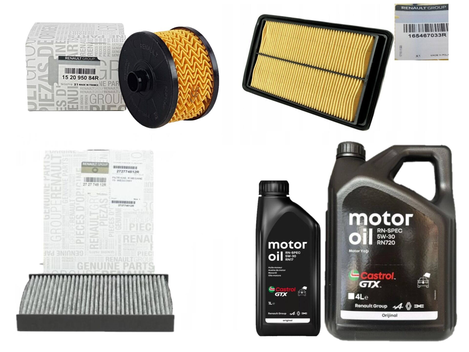 Kadjar Yağ Bakım Seti 1.3 Tce H5H (2013-2022) (Motor Yağı+Yağ+Hava+Polen Filtre)