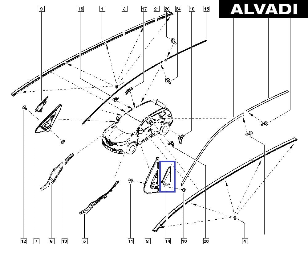 Kadjar Sol Ayna Üçgeni Üst Kısım (2013-2022) 638758613R -Renault Mais